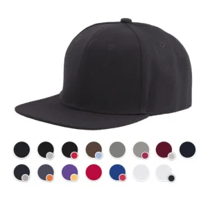 C6715 – Classic 100% Polyester Acrylic Flat Peak Snapback with plastic snap adjuster